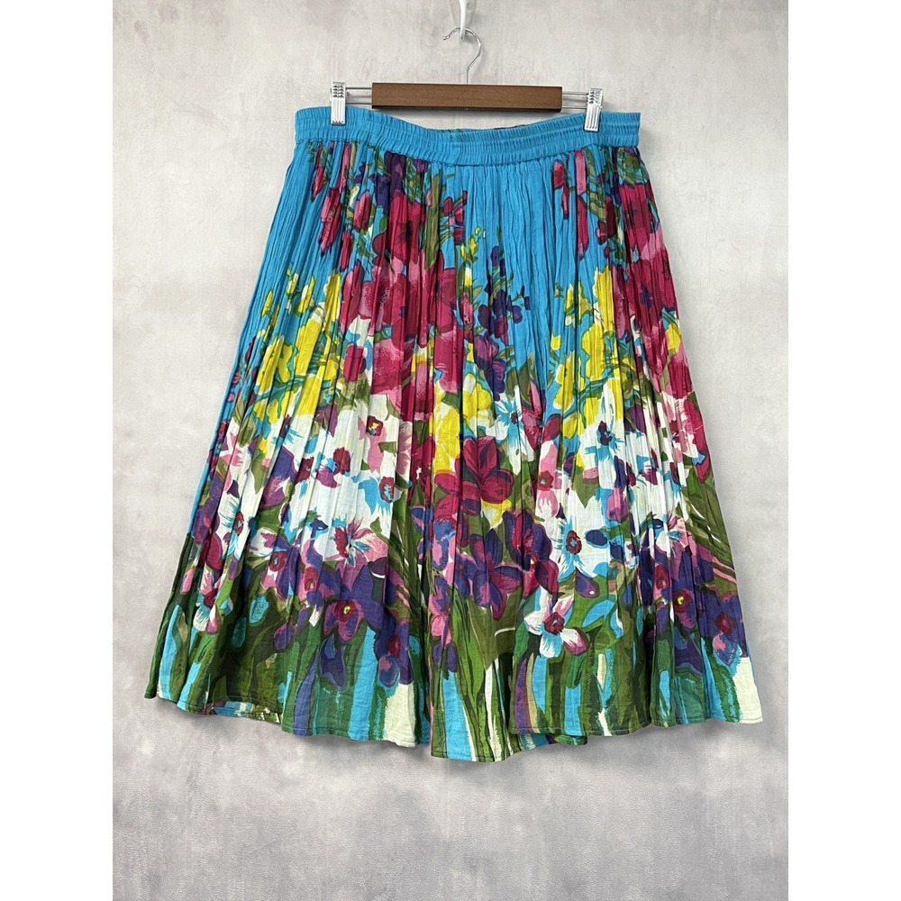 Blair Womens L Floral Broomstick Skirt Cotton Boho Cottagecore Peasant Festival